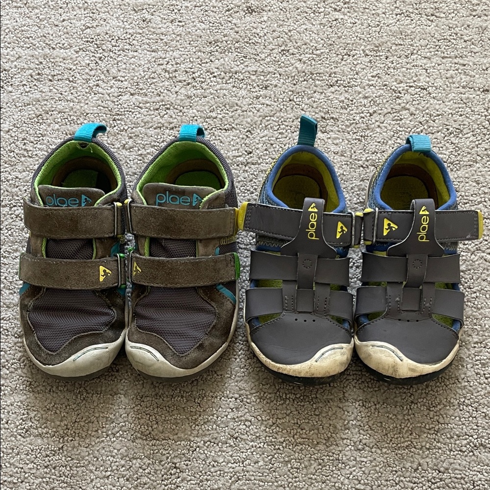 Plae Toddler Sam 2.0 Sandal (10) and Ty Sneaker (10.5) Bundle, Gray